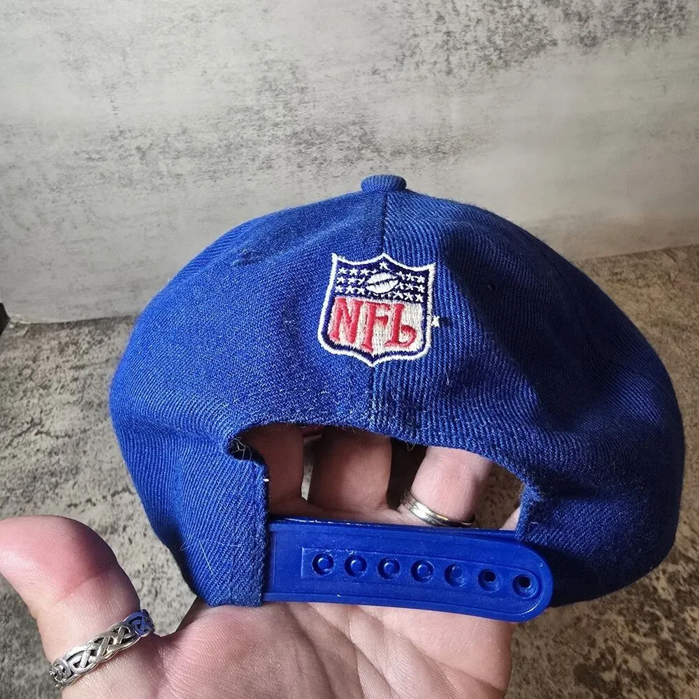 Vintage 90s Reebok New York Giants Snapback Hat Cap NFL Pro Line Wool Blue Red - Picture 3 of 7